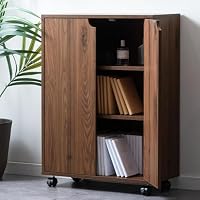 Amazon｜タンスのゲン 本棚 扉＆キャスター付き 幅58cm 可動棚 収納棚